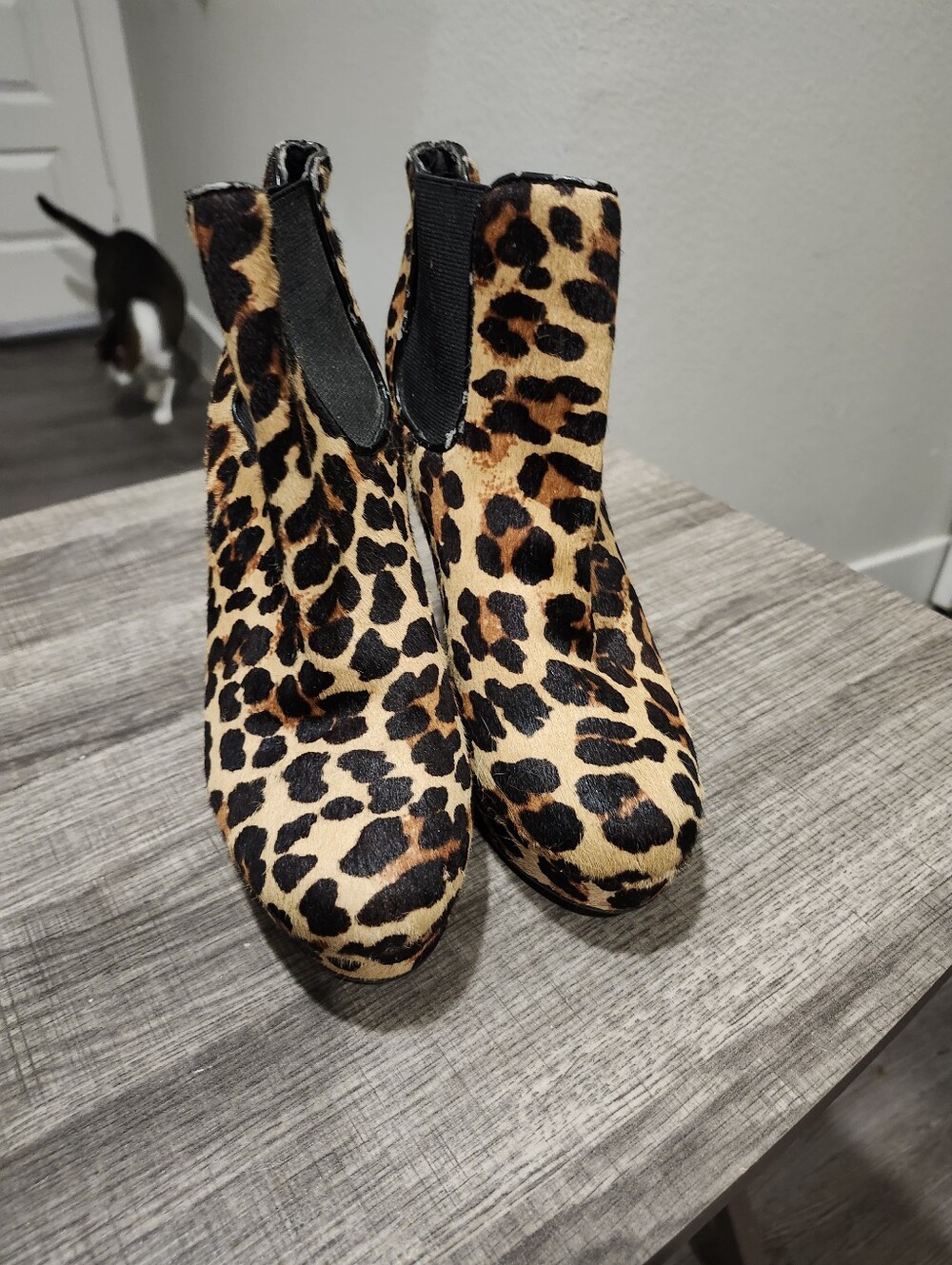 Gianni Bini Leopard Print Calf Hair Stiletto Booties Size 5.5